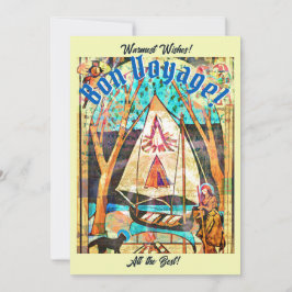 Bon Voyage Boat Cat Pilgrim Symbolist Feiertagskarte