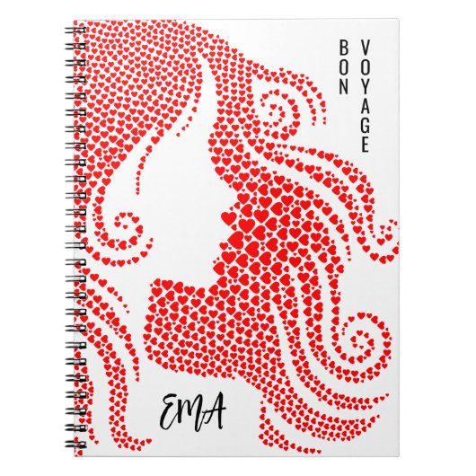 Bon Voyage Frauen-Silhouette in Monogramm "Rotes H Notizblock (Vorderseite)
