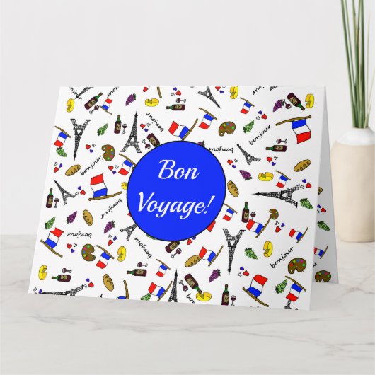 Bon Voyage French Themed Greetings Card Karte (Vorderseite)