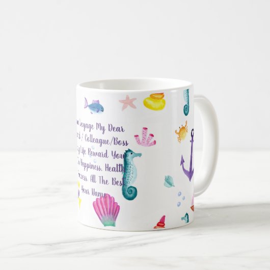 Bon Voyage Geschenk Personalisiertes Meer Kreation Kaffeetasse (VorderseiteRechts)