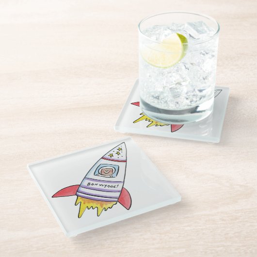 Bon Voyage Glasuntersetzer (Schrägansicht)