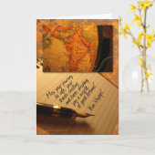 Bon Voyage Globe und Caligraphy Pen mit Brief Karte (Gelbe Blume)