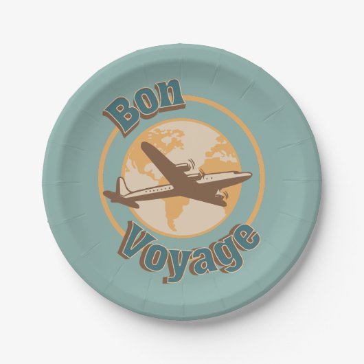 Bon Voyage Lassen Sie uns das Weltdesign bereisen Pappteller (Vorderseite)