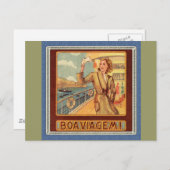 Bon Voyage Ocean Liner Postkarte (Vorne/Hinten)