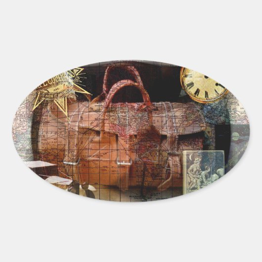 Bon Voyage Ovaler Aufkleber (Vorderseite)