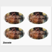 Bon Voyage Ovaler Aufkleber (Blatt)