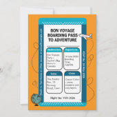Bon Voyage travel party boarding pass Einladung (Vorderseite)