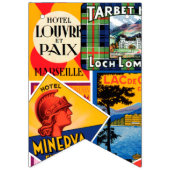 Bon Voyage Vintage Travel Labels Jagdflaggen Wimpelkette (Erste Fahne)