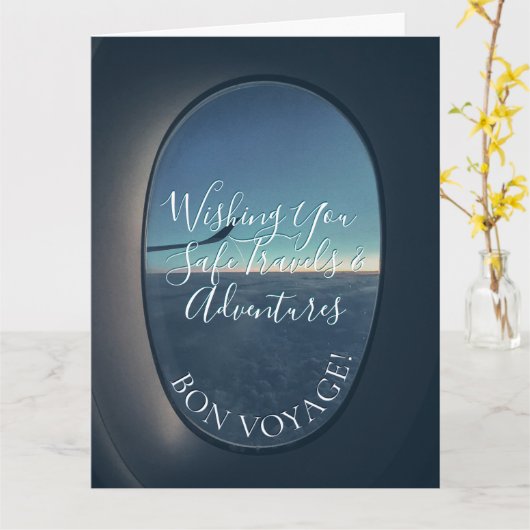 Bon Voyage! Window Seat Evening Sky Travels Wishes Karte (Gelbe Blume)