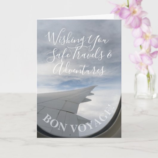 Bon Voyage! Window Seat Happy Travels Wishes Karte (Orchidee)
