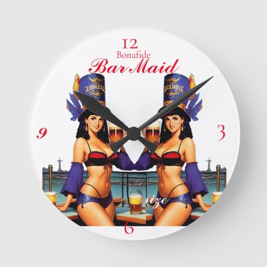 Bonafide Bar Maid Thunder_Cove Runde Wanduhr (Vorderseite)