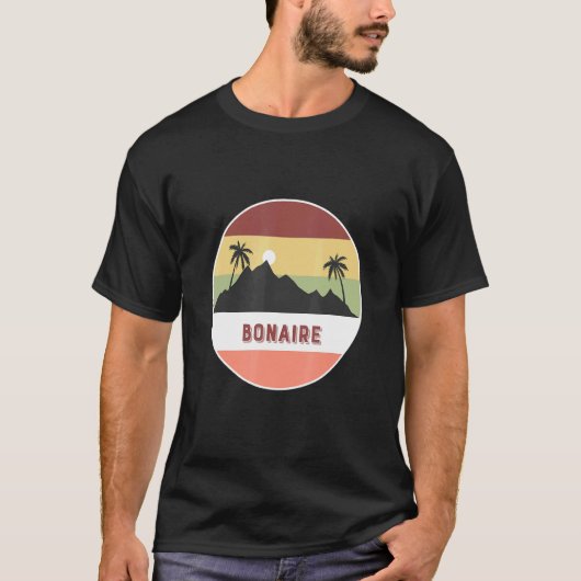 Bonaire Berg Und Palmen T-Shirt (Vorderseite)