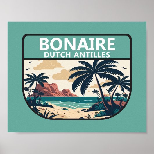 Bonaire Dutch Antilles Retro Emblem Poster (Vorne)