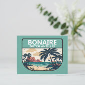 Bonaire Dutch Antilles Retro Emblem Postkarte (Stehend Vorderseite)