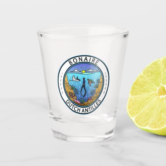 Bonaire Dutch Antilles Scuba Abzeichen Schnapsglas (Vorderseite)