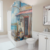 Bonaire Fischhütte Duschvorhang (Beispiel)