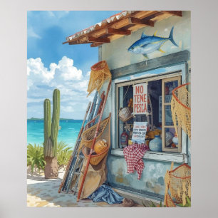 Bonaire Fischhütte Poster