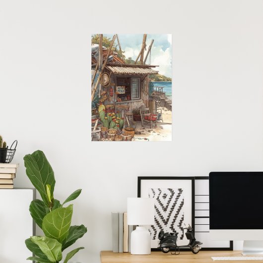 Bonaire fish shack poster (Heimbüro)