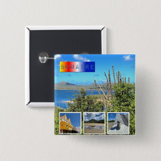 Bonaire Foto Collage Karte Button (Vorne & Hinten)