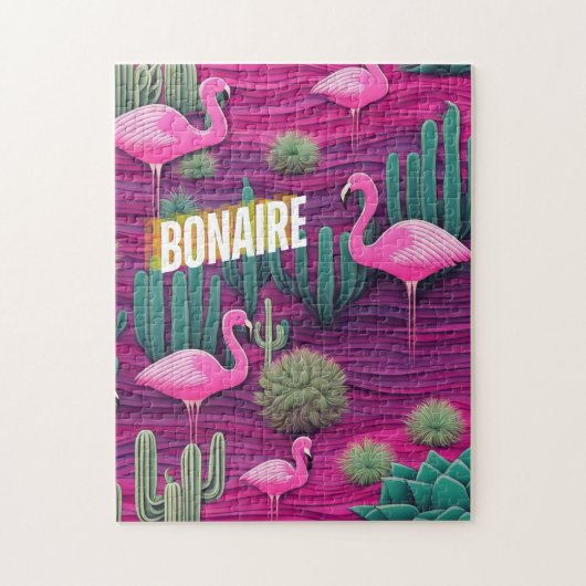 Bonaire in rosa Urlaubshaven Puzzle (Vertikal)