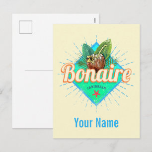 Bonaire Karibik Retro Urlaub Vintage Insel Feiertagspostkarte