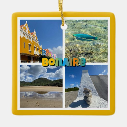 Bonaire Landschaftliche FotoCollage Keramikornament (Vorderseite)
