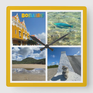 Bonaire Landschaftliche FotoCollage Quadratische Wanduhr