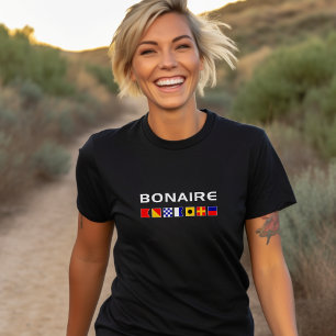 Bonaire Nautical Maritime Sailing Flags Dark Color T-Shirt