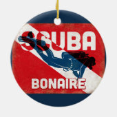 Bonaire Scuba Diver - Blue Retro Keramik Ornament (Hinten)