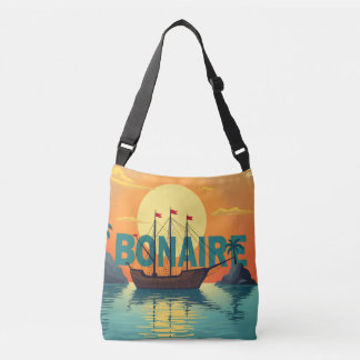 Bonaire-Segelschiff bei Sonnenuntergang Tragetaschen Mit Langen Trägern