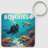 Bonaire tauchen mit Schildkröten Schlüsselanhänger (Rückseite)