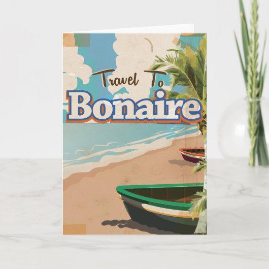 Bonaire Vintage Reise Poster Kunst. Feiertagskarte (Vorderseite)