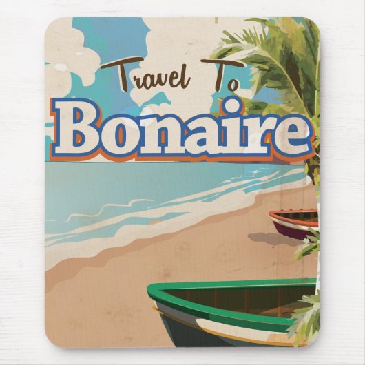 Bonaire Vintage Reise Poster Kunst. Mousepad (Vorne)