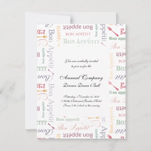 Bonappetit Klassisches Muster Einladung (Vorderseite)