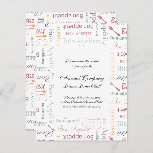Bonappetit Klassisches Muster Einladung (Vorne/Hinten)