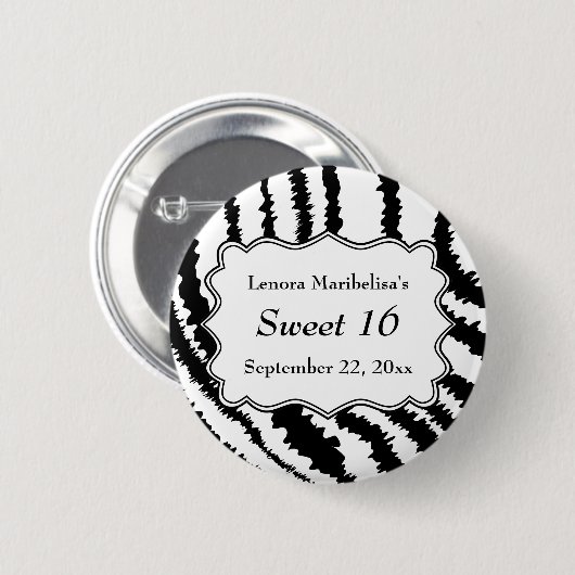 Bonbon16 Zebra-Druck-Muster Button (Vorne & Hinten)