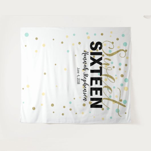 Bonbon 16 Geburtstag Foto-Standhintergrundfahne Wandteppich (Vorderseite (Horizontal))