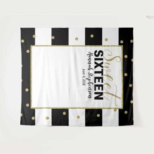 Bonbon 16 Geburtstag Foto-Standhintergrundfahne Wandteppich (Vorderseite (Horizontal))