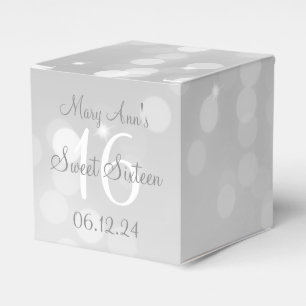 Bonbon 16 Geburtstag silbernes Bokeh Schein-Licht Geschenkschachtel