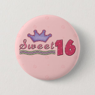 Bonbon 16-Geburtstags-Knopf mit Krone Button