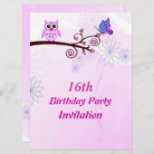 Bonbon 16 Geburtstags-Party Einladung (Vorne/Hinten)