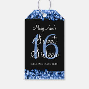 Bonbon 16 Geburtstags-Party-Glitzern blau Geschenkanhänger