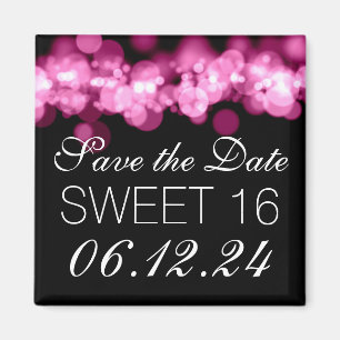 Bonbon 16 Geburtstags-Party-Rosa Bokeh Lichter Magnet