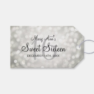 Bonbon 16 Geburtstags-Party-Silber-Glitzer-Lichter Geschenkanhänger