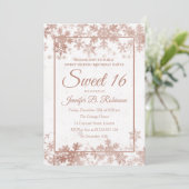 Bonbon 16 Geburtstags-Rosen-Goldweiße Einladung (Stehend Vorderseite)