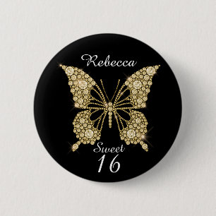 Bonbon-16. Geburtstags-Schmetterling Button