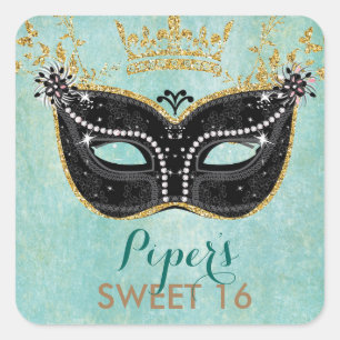 Bonbon 16 Quinceanera Quadratischer Aufkleber