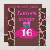 BONBON 16 ROSA Geburtstags-Party Einladungen (Vorne/Hinten)