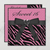 Bonbon 16 rosa u. schwarzer einladung (Vorne/Hinten)