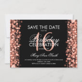 Bonbon 16" Save the Date" Glitzern-Rosen-Gold Einladung (Vorderseite)